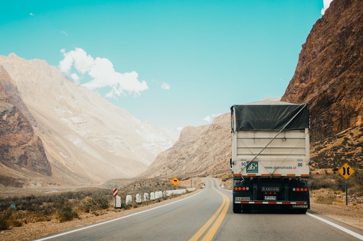 Freight truck on a mountain highway